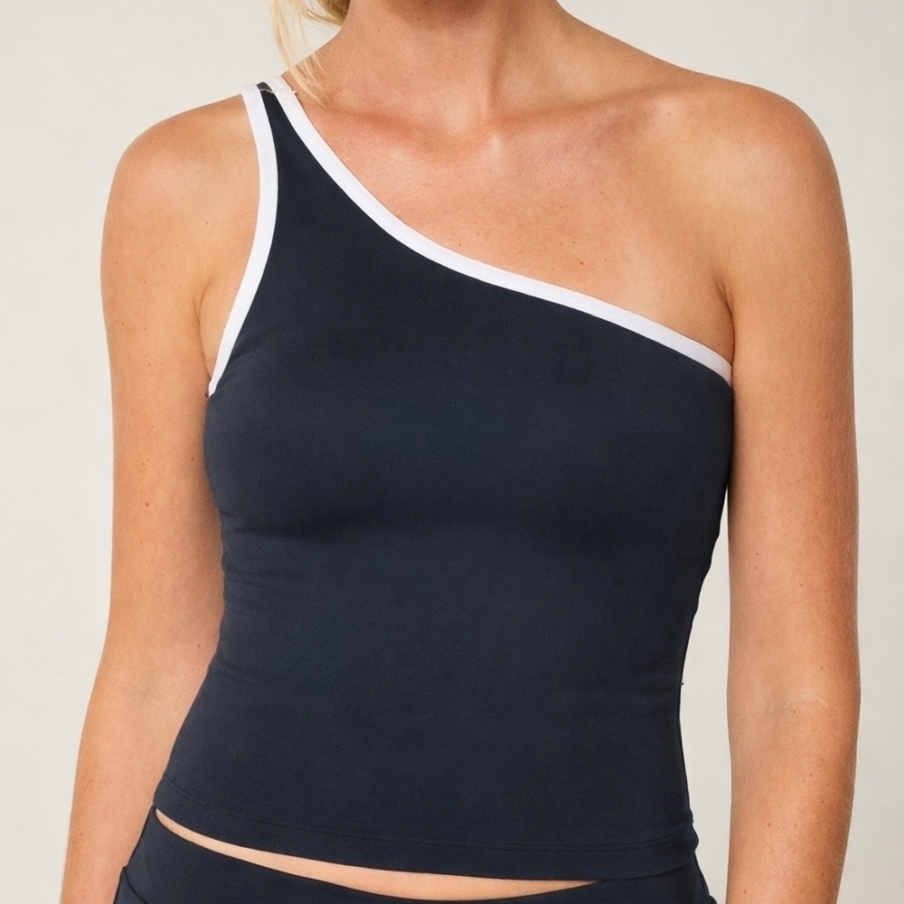 Gilly Hicks One-Shoulder Asymmetrical Tank with Built-In Bra - Very Preppy & Y2K - Picture 9 of 9